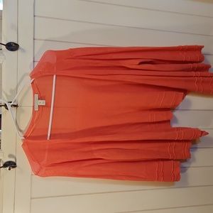 Dana Buchman Cardigan Sweater Breathable Lightweight Orange - XL